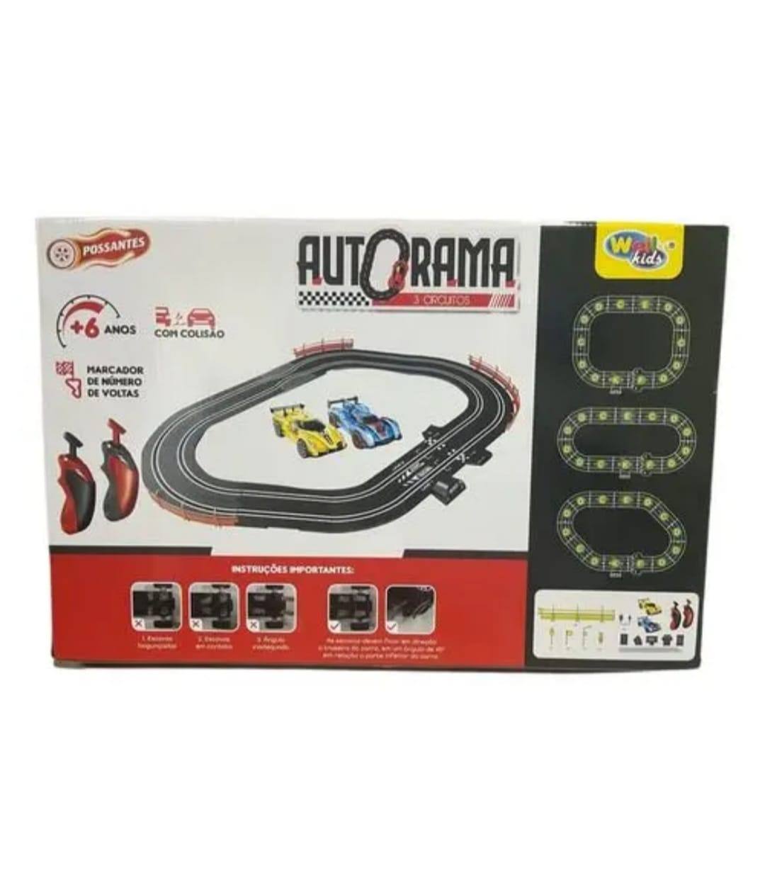 AUTORAMA 3 CIRCUITOS C/MARCADOR DE VOLTA 240CM 33 PCS 